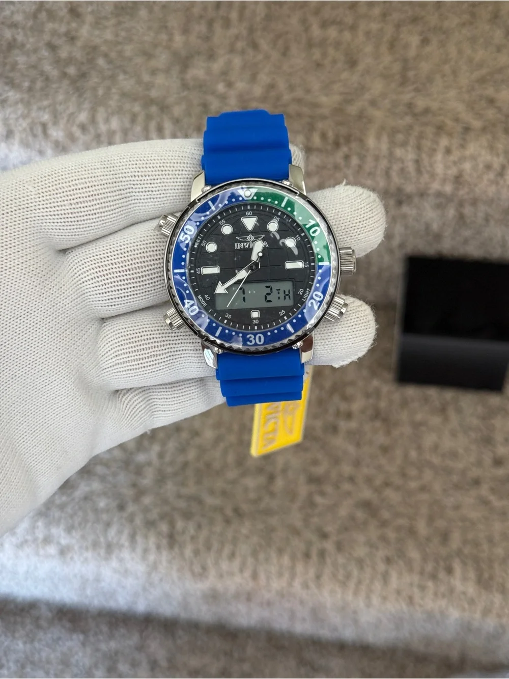 Invicta Blue and Green Dual-Display Sport Watch Mens